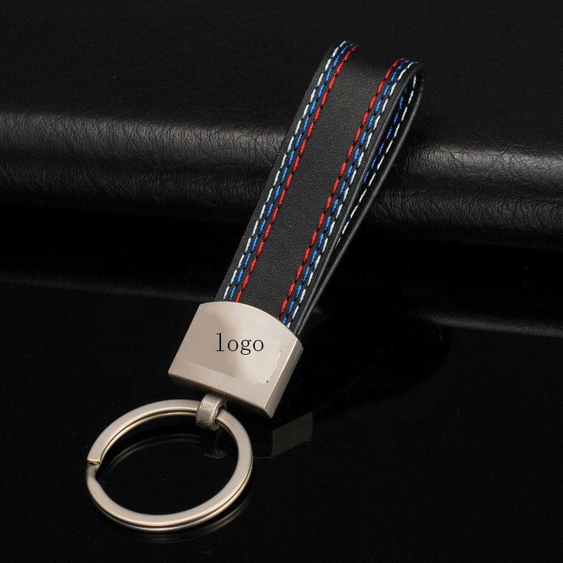 For M Sport Tricolor Keychain Letters Sline RS R AMG Metal Leather Car Keychain