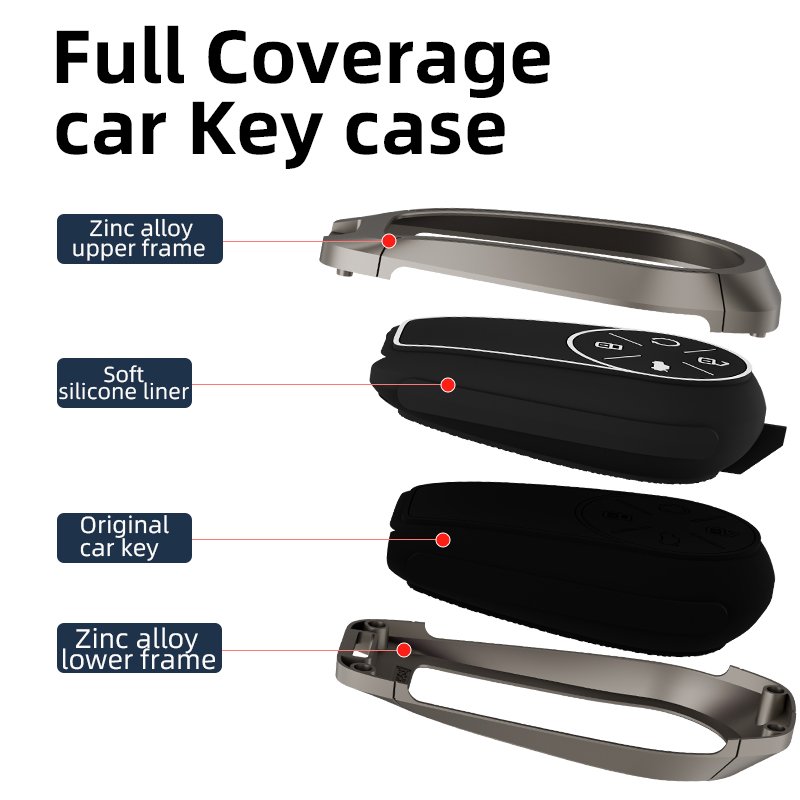car key metal case zinc alloy tpu remote metal car key case cover for chery tiggo 8 holder shell protect car key accessories