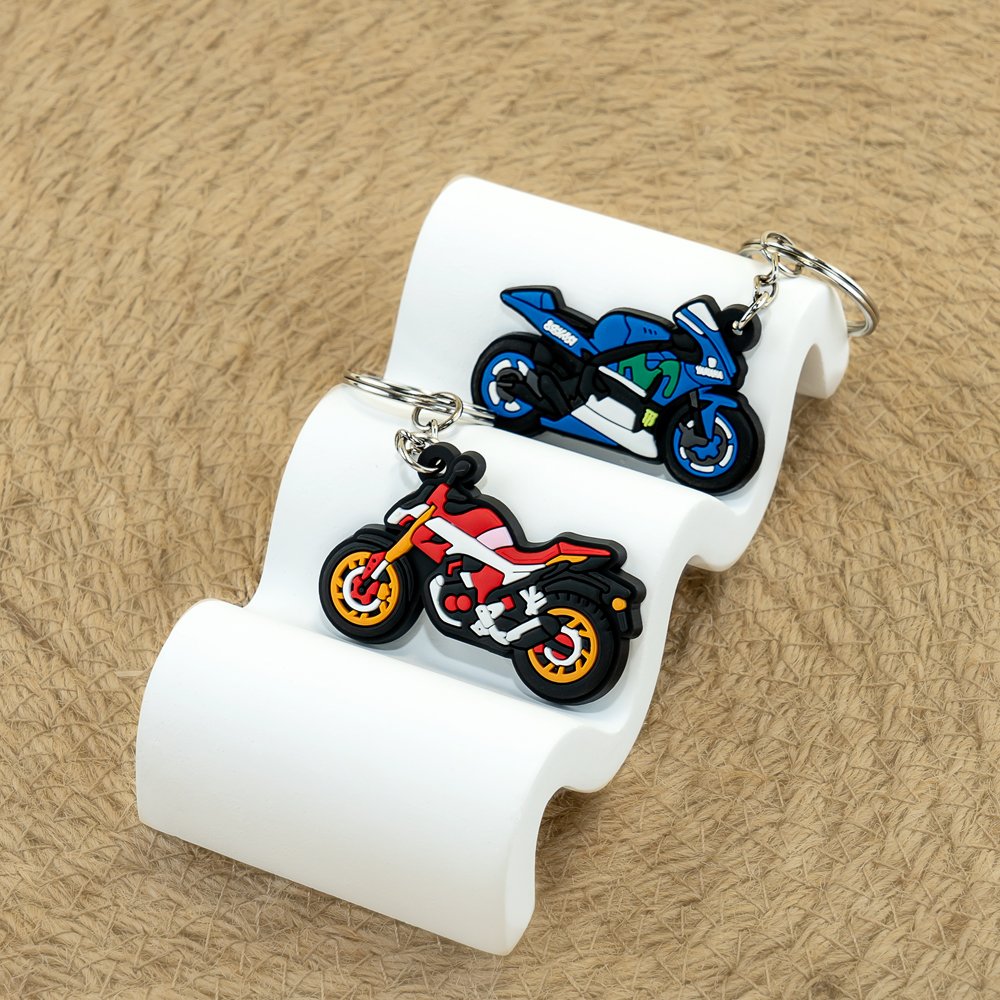 pvc keychains Motorcycle cartoon figure keyrings magic key chains cute key holder fit kids children bag trinket wholesale