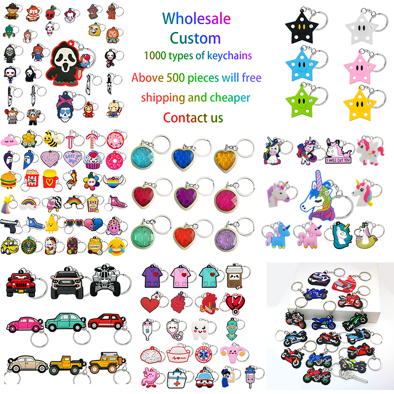 pvc keychains Motorcycle cartoon figure keyrings magic key chains cute key holder fit kids children bag trinket wholesale