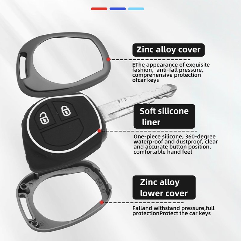 Zinc Alloy Silicone Key Shell Car Key Cover Case Keyless Key Fob Protector Fit for Suzuki Jimny Swift Sx4 Car Key Accessories