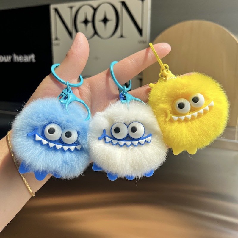 Cute Plush Little Monster Keychain Creative Fur Ball Doll Pendant Keychain For Cartoon plush toy Bag car Decoration