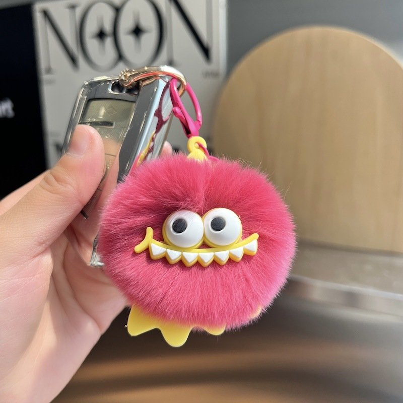 Cute Plush Little Monster Keychain Creative Fur Ball Doll Pendant Keychain For Cartoon plush toy Bag car Decoration