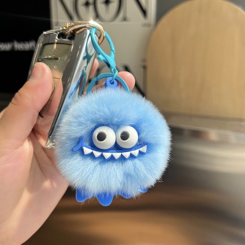 Cute Plush Little Monster Keychain Creative Fur Ball Doll Pendant Keychain For Cartoon plush toy Bag car Decoration