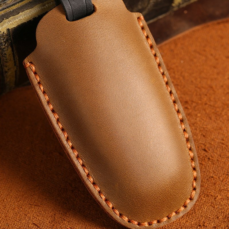 Wholesale Accessories Genuine Leather Car Key Case Shell for Hyundai Sonata Kona Santa Fe Smart Key Cover