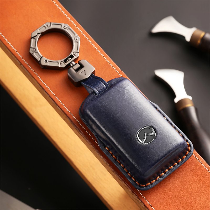 Genuine Leather Car Key Case Cover for Mazda 3 Axela CX5 Atenza CX3 Accessories Keys Handmade Car key Shell