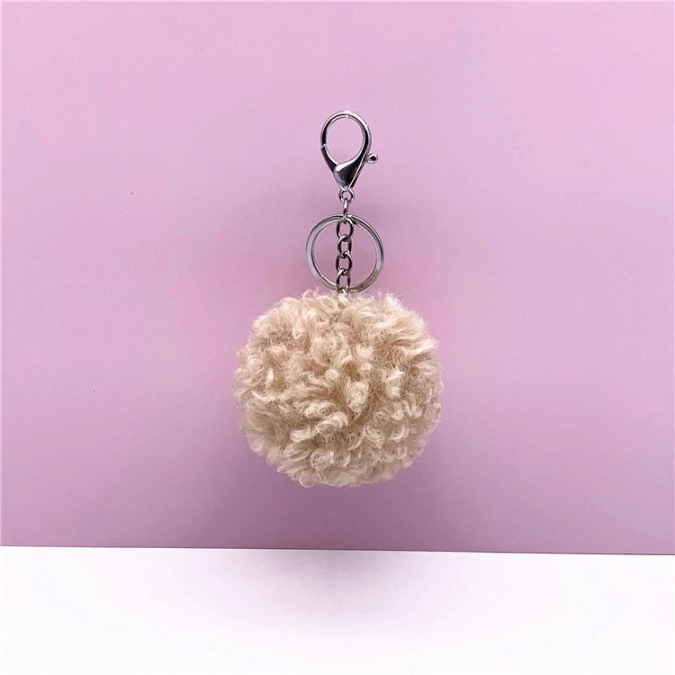 Wholesale cute fur ball keychain teddy curly hair keychain bag charm car plush key chain creative gift jewelry accessories charm