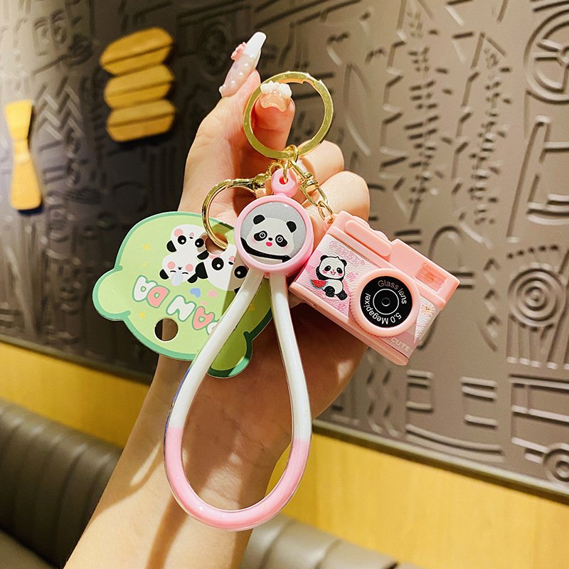 Xun Xin Wholesale 3D PVC Plastic Kids Cute Cartoon Designer Car Mini Key Chain Ring Toy Creative Retro Camera Key Ring Keychains