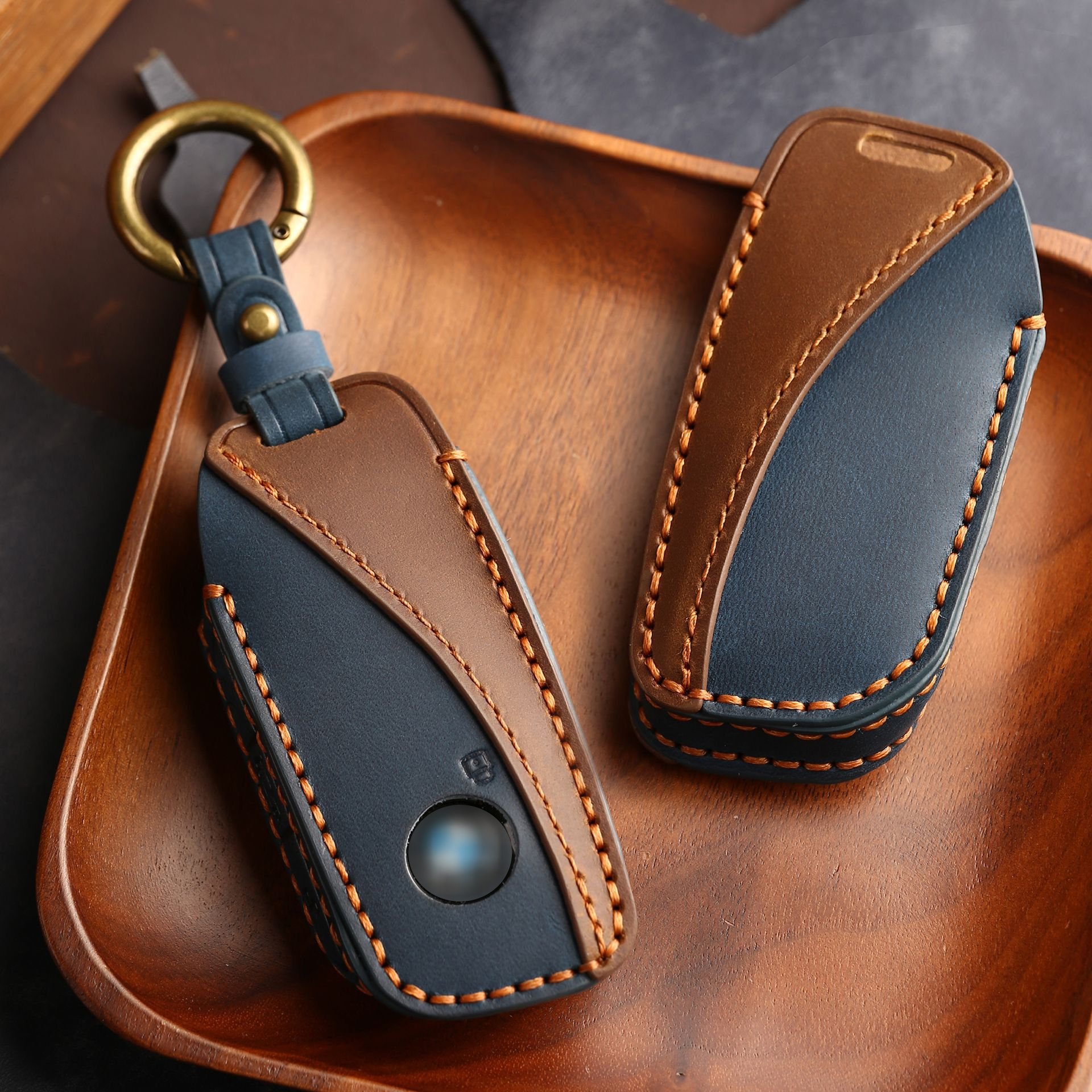 Genuine Leather Car Key Case Cover Shell Fob For BMW i7 X7 G07 LCI iX I20 X1 U11 7 Series G70 G09 XM U06 G81 M3 2023 Protector