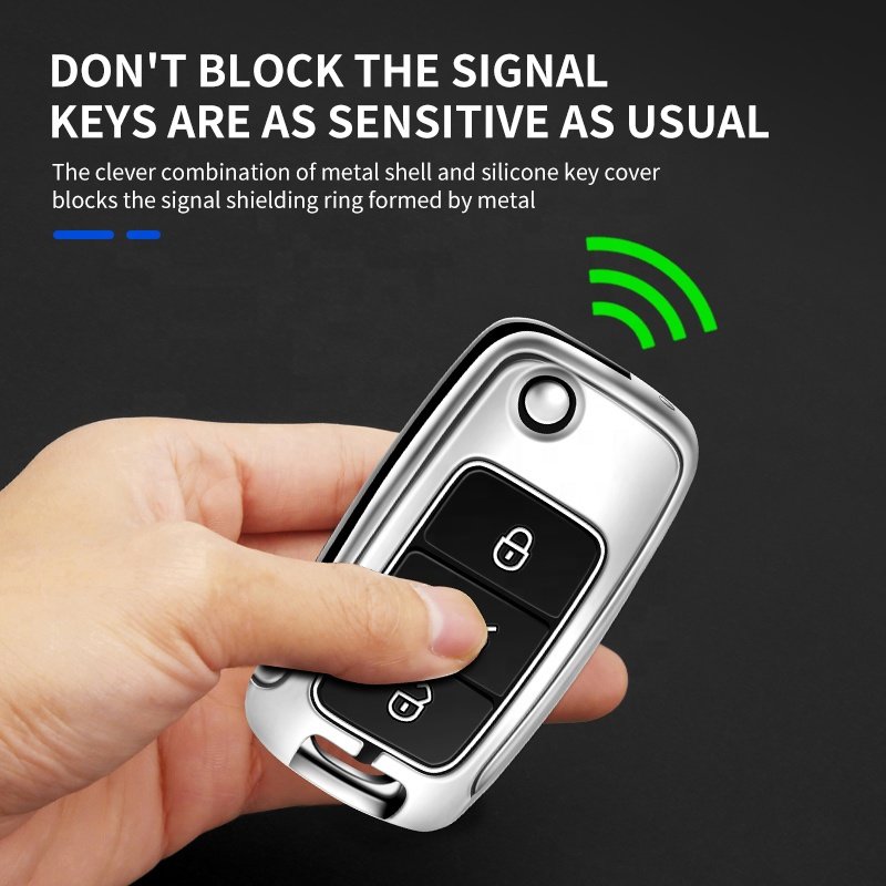 For VW Car Key Cover Metal and Silicone Key Case for Decoration Made of Zinc Alloy Car Key Case