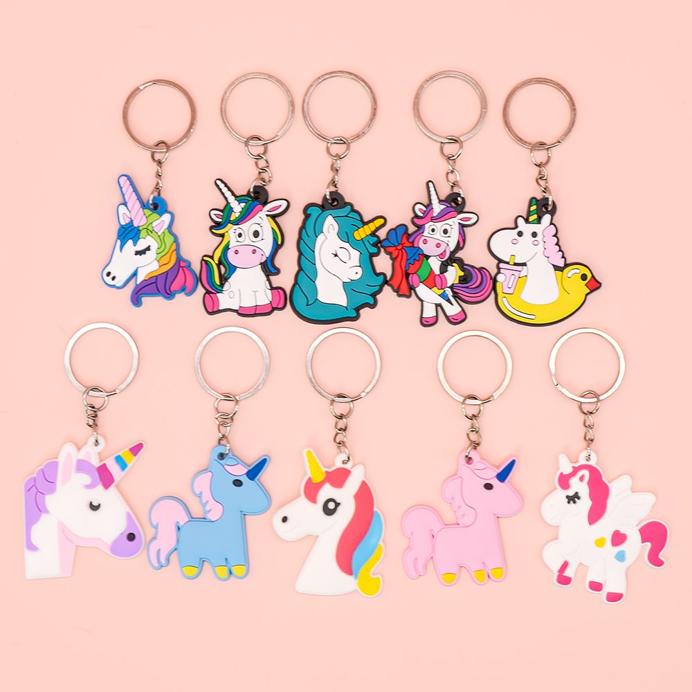 pvc keychain Cute Unicorn 3 cartoon rubber keychains custom key rings gift for bag Pendant accessories Jewelry wholesale