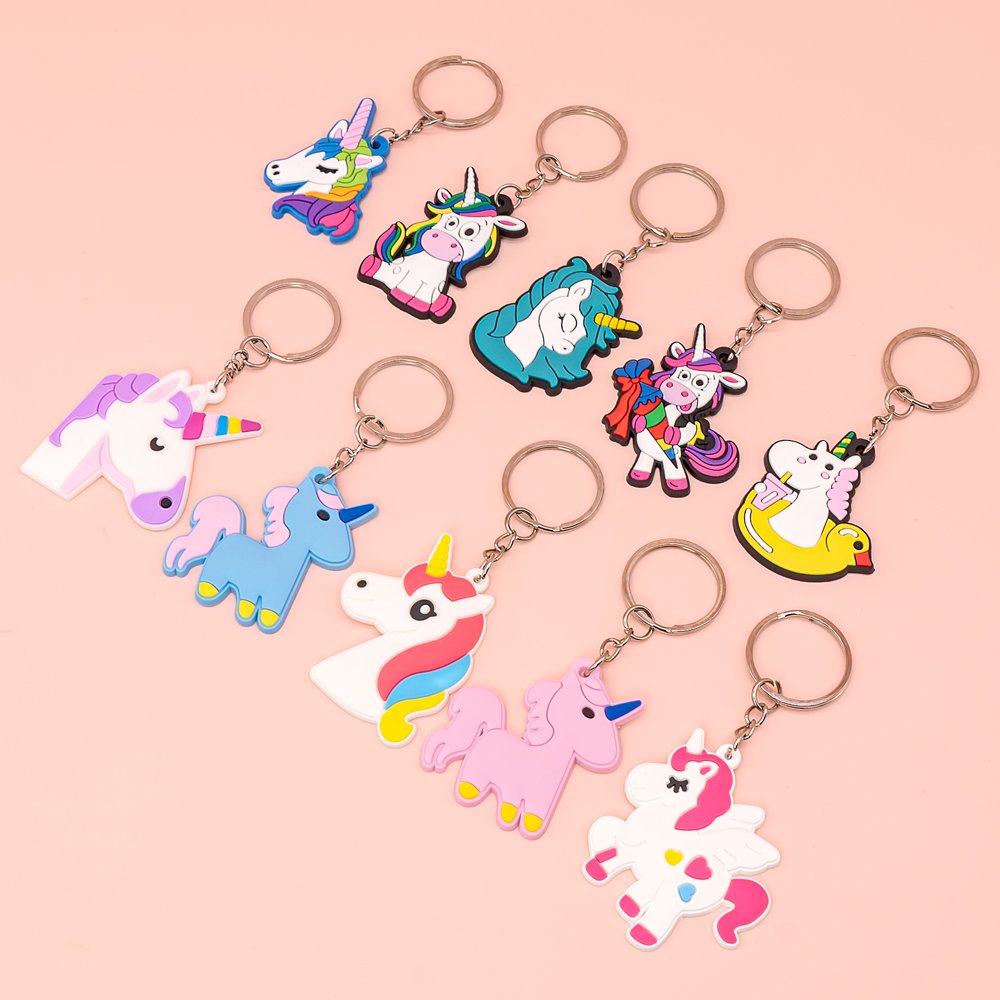 pvc keychain Cute Unicorn 3 cartoon rubber keychains custom key rings gift for bag Pendant accessories Jewelry wholesale