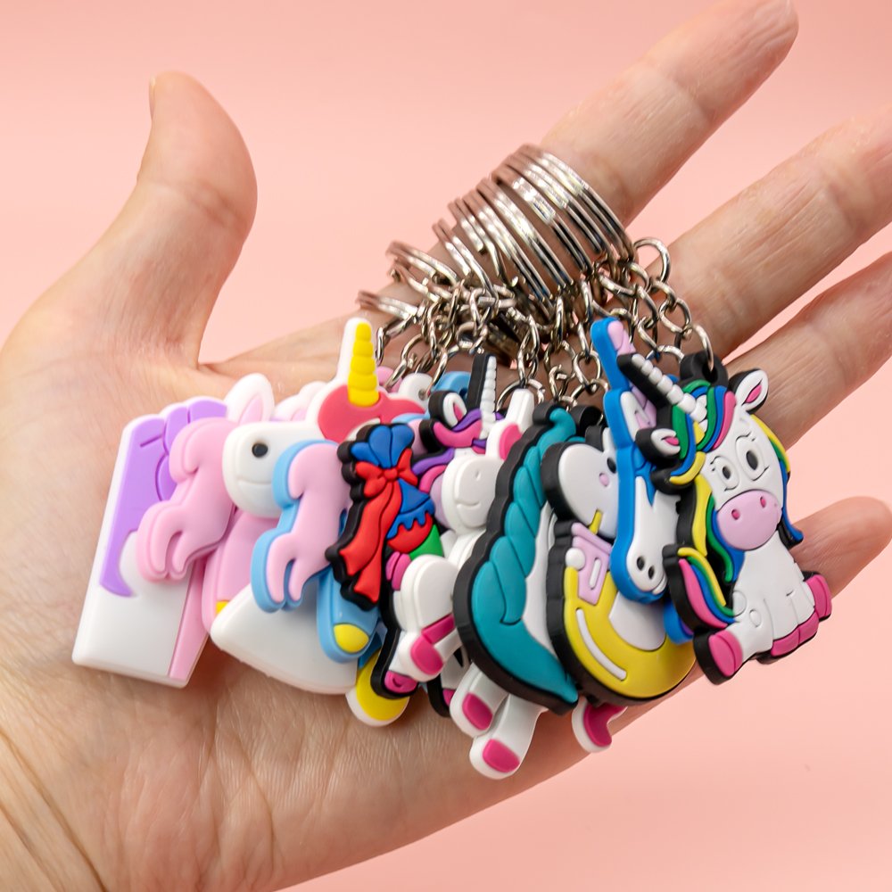 pvc keychain Cute Unicorn 3 cartoon rubber keychains custom key rings gift for bag Pendant accessories Jewelry wholesale