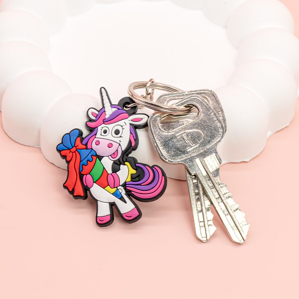 pvc keychain Cute Unicorn 3 cartoon rubber keychains custom key rings gift for bag Pendant accessories Jewelry wholesale