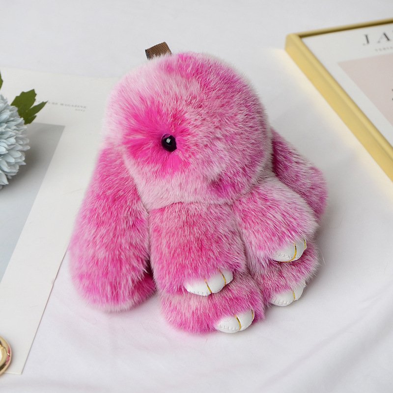Bunny Cute Plush Keychain Gray, Pink, Purple, White Fluffy Fuzzy Faux Fur Bunny Rabbit Keychain Car Key Chain Accessories Stuff