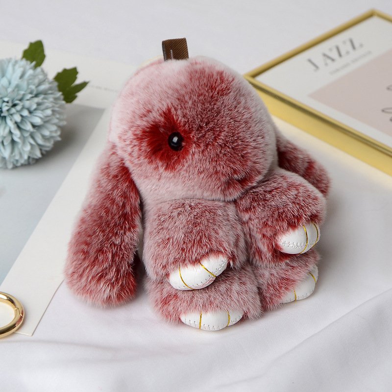 Bunny Cute Plush Keychain Gray, Pink, Purple, White Fluffy Fuzzy Faux Fur Bunny Rabbit Keychain Car Key Chain Accessories Stuff