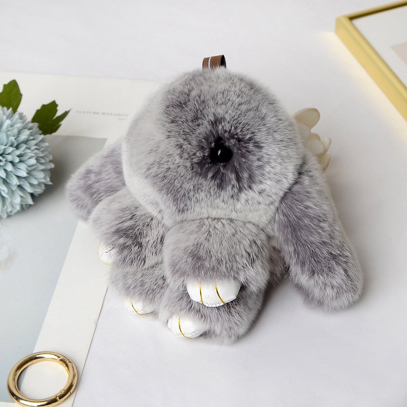 Bunny Cute Plush Keychain Gray, Pink, Purple, White Fluffy Fuzzy Faux Fur Bunny Rabbit Keychain Car Key Chain Accessories Stuff