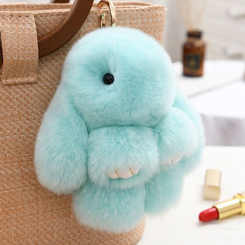 Bunny Cute Plush Keychain Gray, Pink, Purple, White Fluffy Fuzzy Faux Fur Bunny Rabbit Keychain Car Key Chain Accessories Stuff