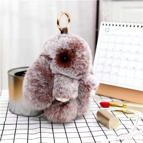Bunny Cute Plush Keychain Gray, Pink, Purple, White Fluffy Fuzzy Faux Fur Bunny Rabbit Keychain Car Key Chain Accessories Stuff