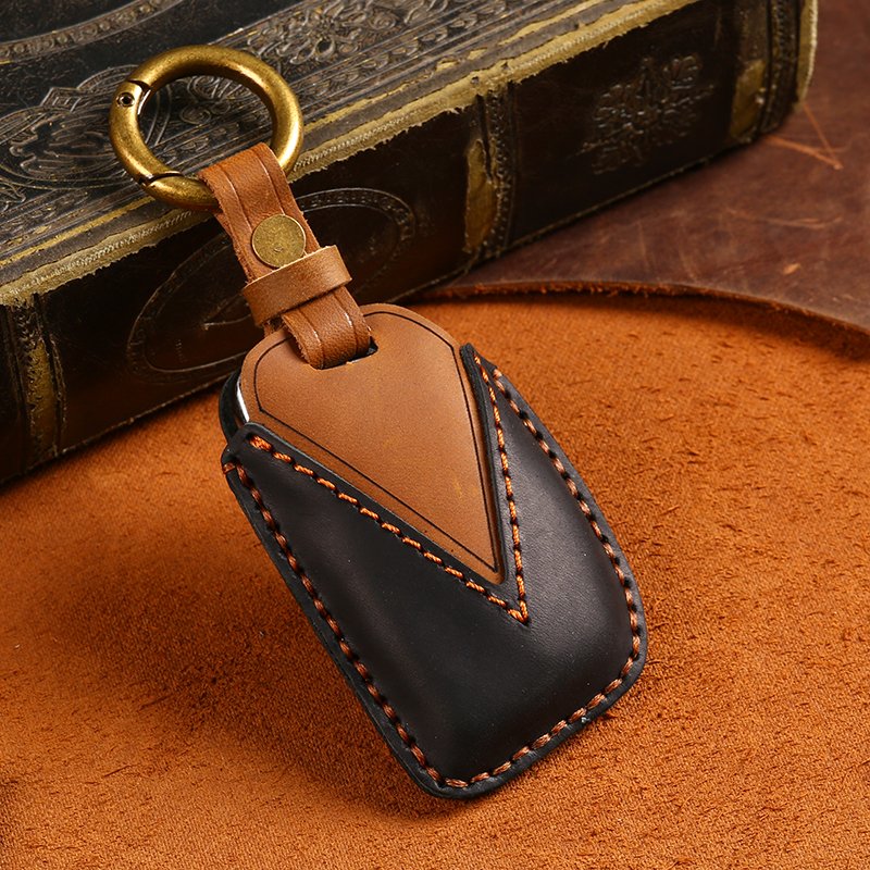 Wholesale Accessories 2025 Genuine Leather Car Key Case for Hyundai Smart 4 Buttons Leather Remote Car Key Shell Cover