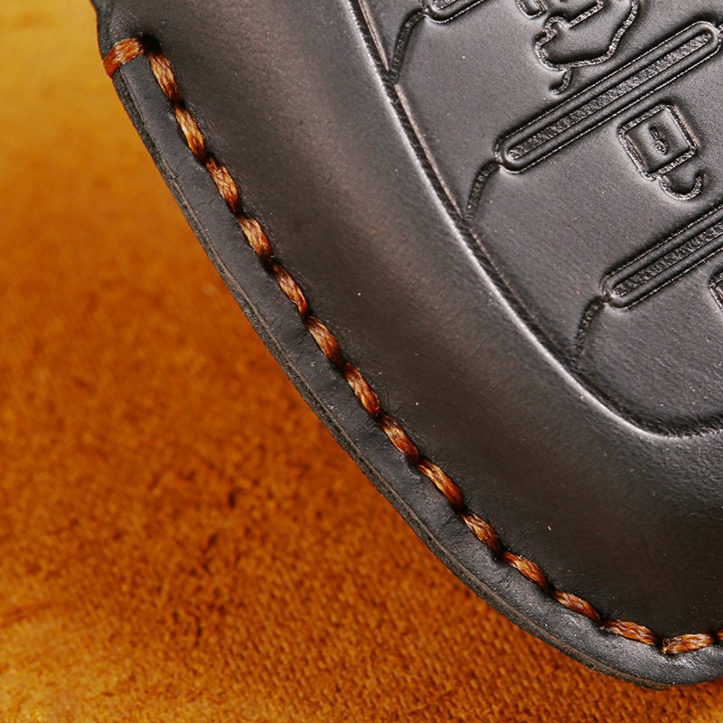 Wholesale Accessories 2025 Genuine Leather Car Key Case for Hyundai Smart 4 Buttons Leather Remote Car Key Shell Cover