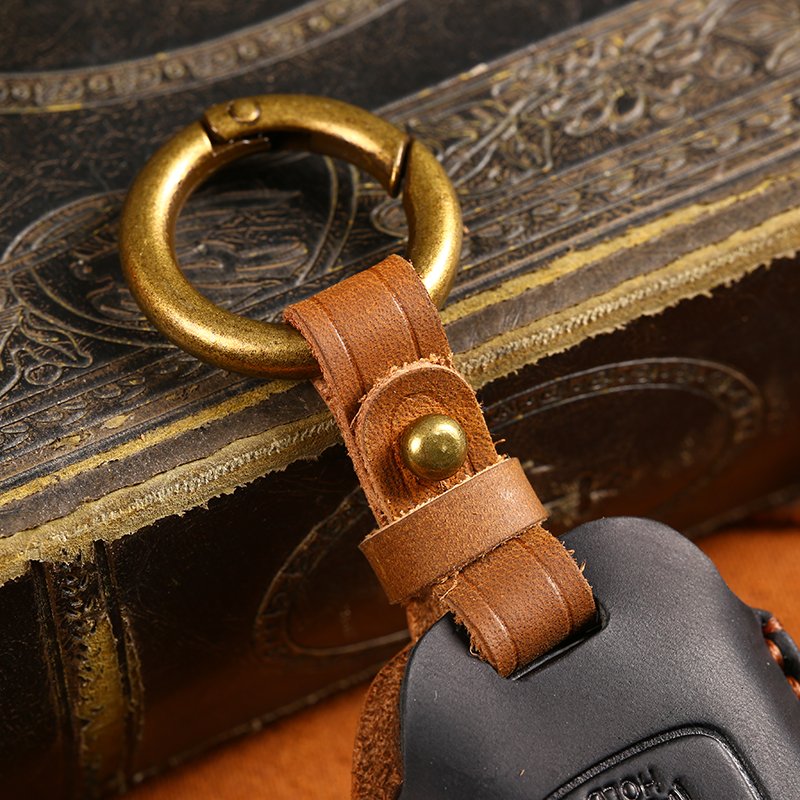Wholesale Accessories 2025 Genuine Leather Car Key Case for Hyundai Smart 4 Buttons Leather Remote Car Key Shell Cover