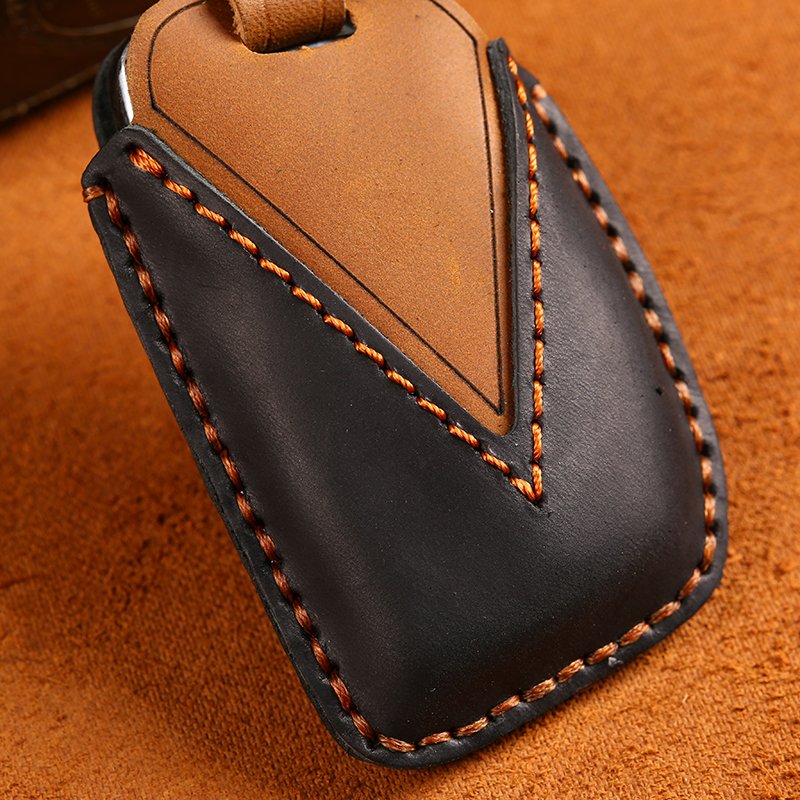 Wholesale Accessories 2025 Genuine Leather Car Key Case for Hyundai Smart 4 Buttons Leather Remote Car Key Shell Cover