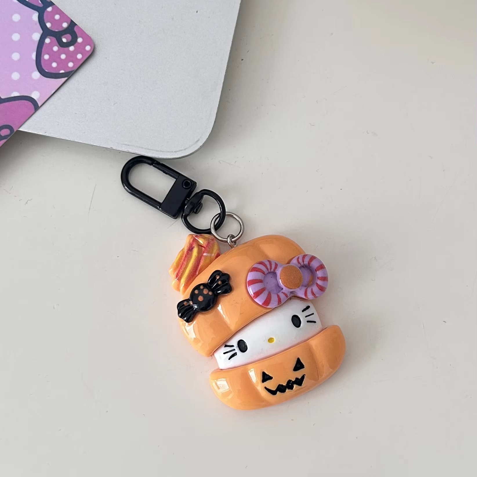 New halloween gift sanrioed Cartoon Funny Pumpkin Keychain innamon melody Pendant For Girls halloween decoration hanging decor