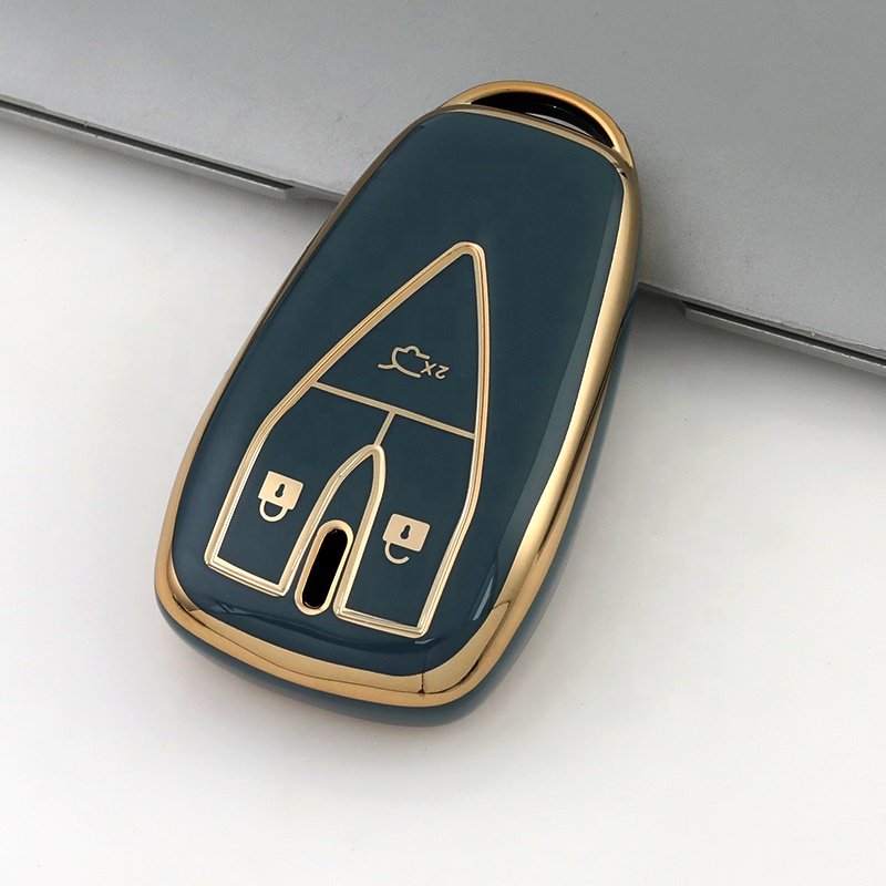 Gold Edge TPU Car Key Case Cover Fit for Changan CS35 CS75 V3 CS15 V5 V7 Oushang A600 A800 Raeton 3button Key Holder Accessories