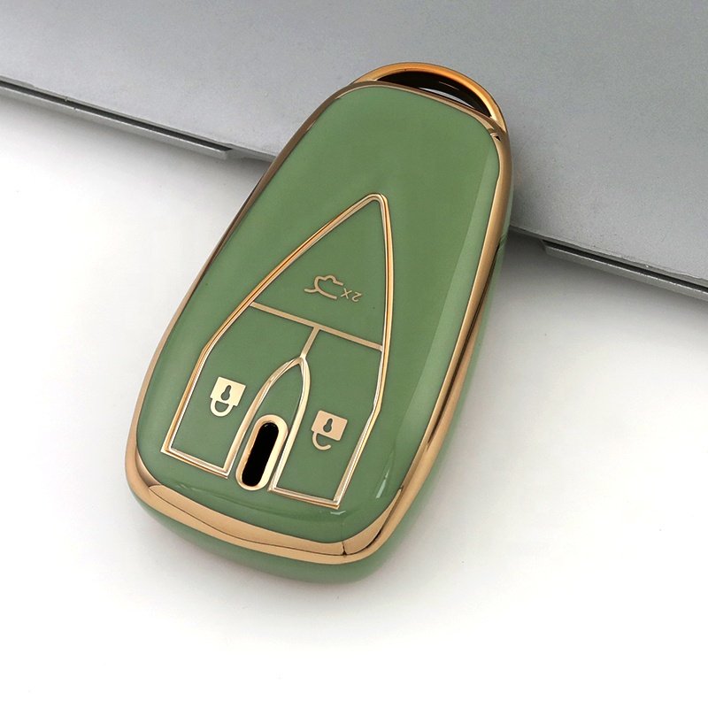Gold Edge TPU Car Key Case Cover Fit for Changan CS35 CS75 V3 CS15 V5 V7 Oushang A600 A800 Raeton 3button Key Holder Accessories