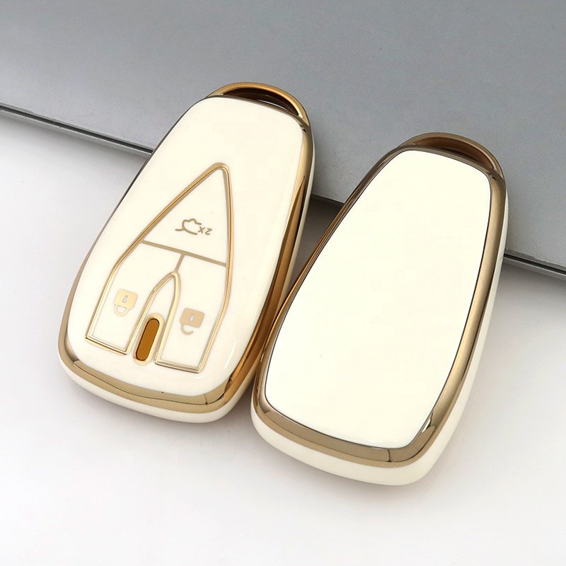 Gold Edge TPU Car Key Case Cover Fit for Changan CS35 CS75 V3 CS15 V5 V7 Oushang A600 A800 Raeton 3button Key Holder Accessories