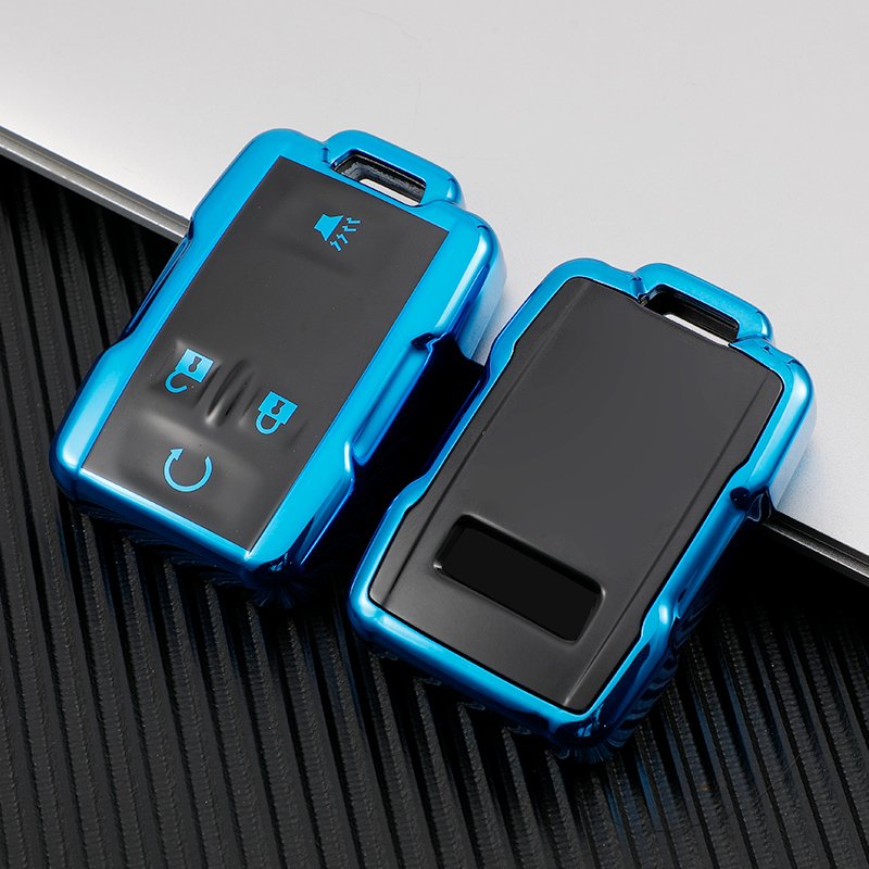 for GMC key fob cover case with keychain,Soft TPU key Shell skin 4-Buttons fit chevy Colorado Remote Key Vehicle Accessories