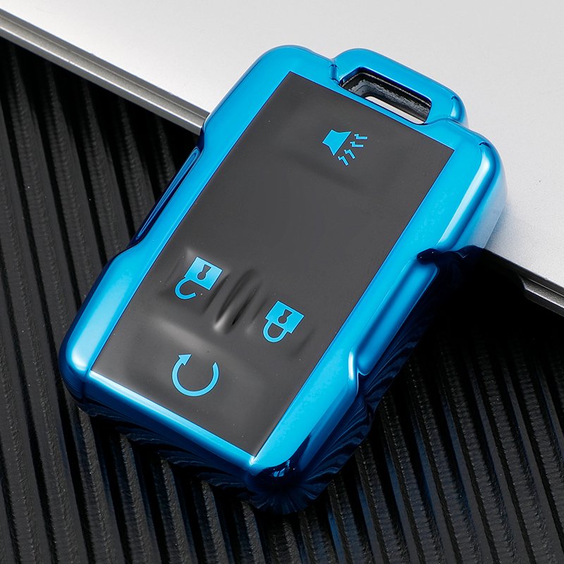 for GMC key fob cover case with keychain,Soft TPU key Shell skin 4-Buttons fit chevy Colorado Remote Key Vehicle Accessories