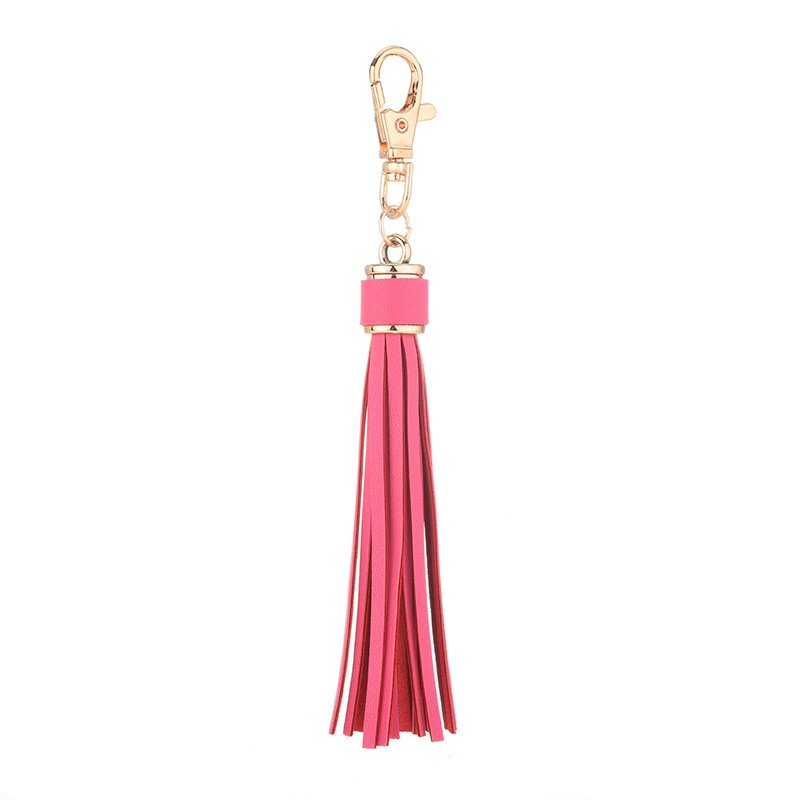 New PU leather tassel keychain imitation super slim long tassel diy luggage accessories tassel car key chain pendant key ring