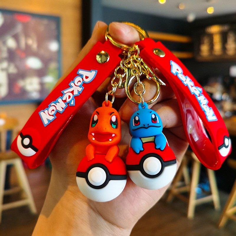 Wholesale silicone anime pokemoned keychain character design 3D cartoon rubber soft pvc keychains