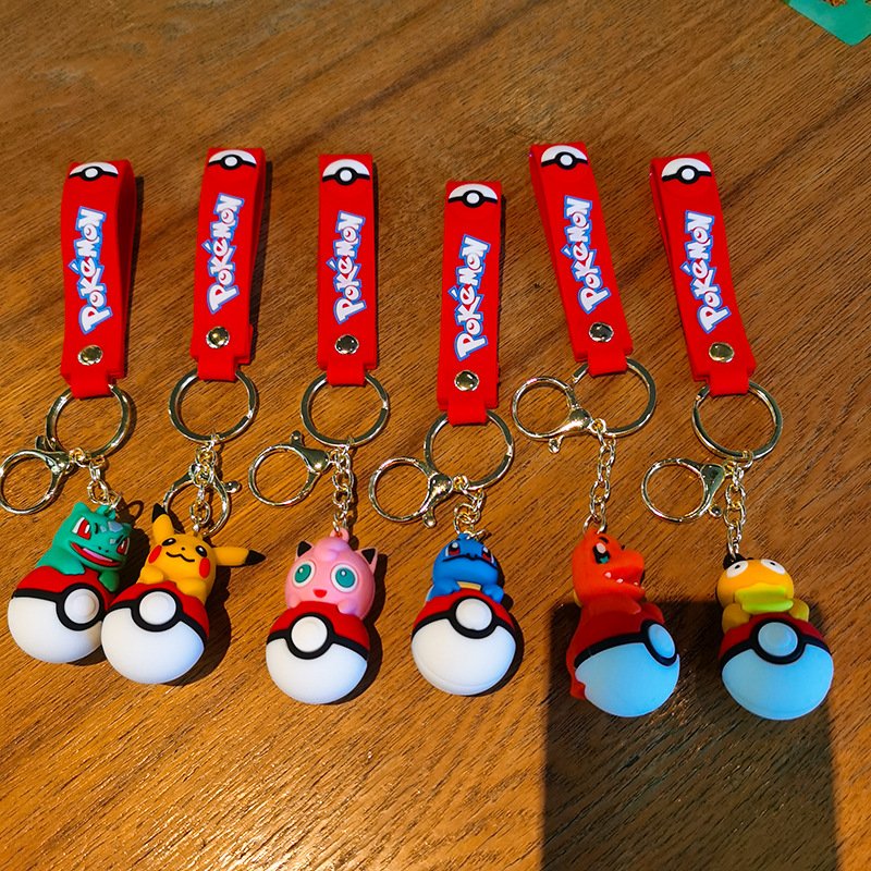 Wholesale silicone anime pokemoned keychain character design 3D cartoon rubber soft pvc keychains