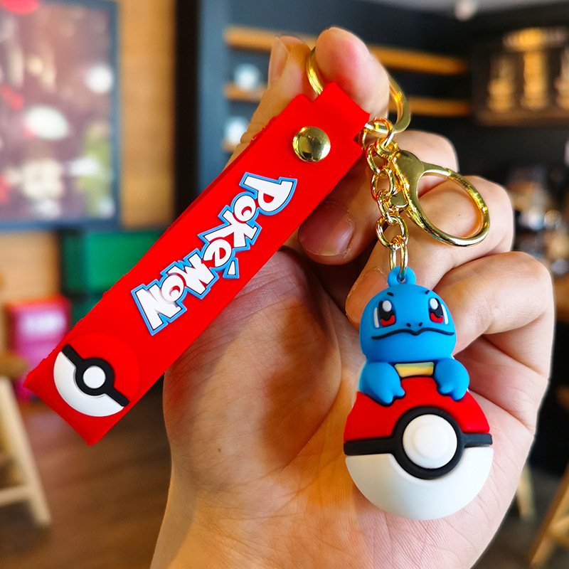 Wholesale silicone anime pokemoned keychain character design 3D cartoon rubber soft pvc keychains