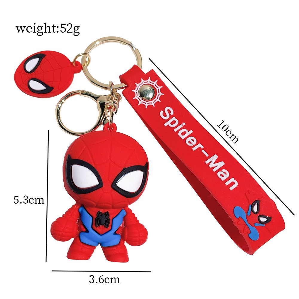 Popular 3D Cartoon Marvel Extraordinary Spider-Man pvc plastic rubber key chain pvc silicone pendant car pendant wholesale