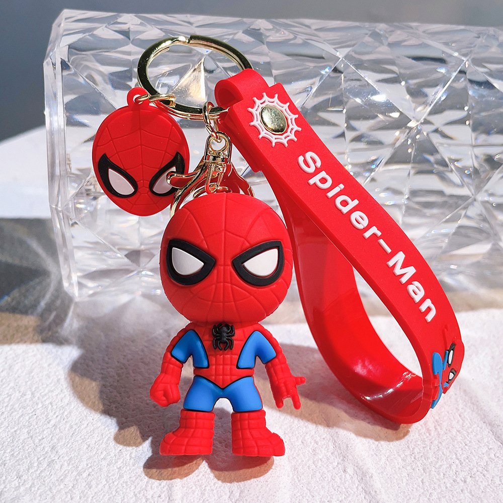 Popular 3D Cartoon Marvel Extraordinary Spider-Man pvc plastic rubber key chain pvc silicone pendant car pendant wholesale