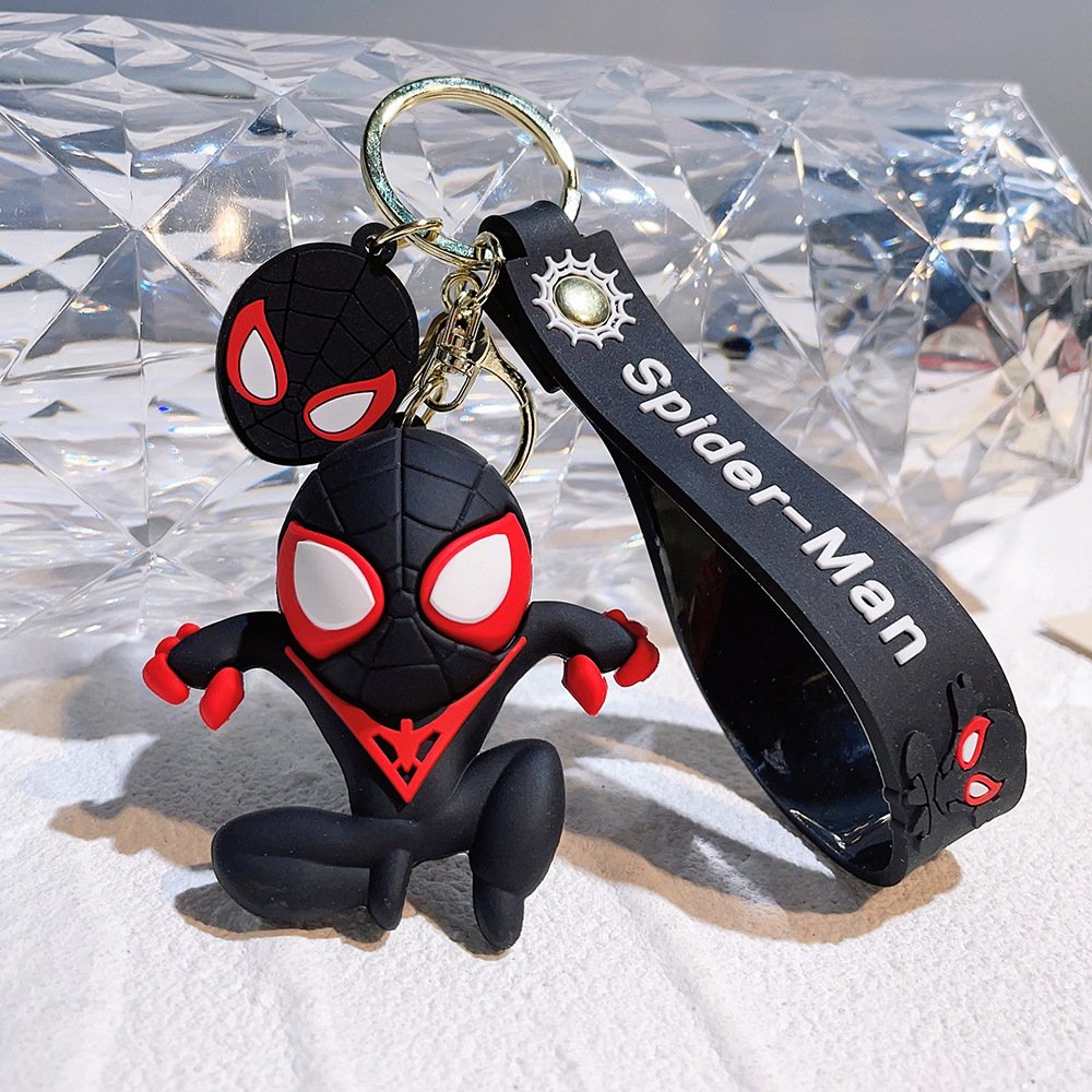 Popular 3D Cartoon Marvel Extraordinary Spider-Man pvc plastic rubber key chain pvc silicone pendant car pendant wholesale
