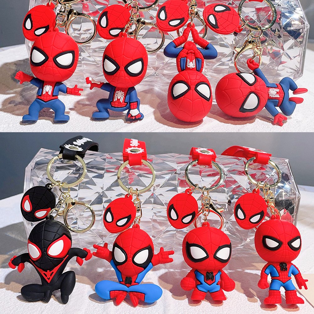 Popular 3D Cartoon Marvel Extraordinary Spider-Man pvc plastic rubber key chain pvc silicone pendant car pendant wholesale