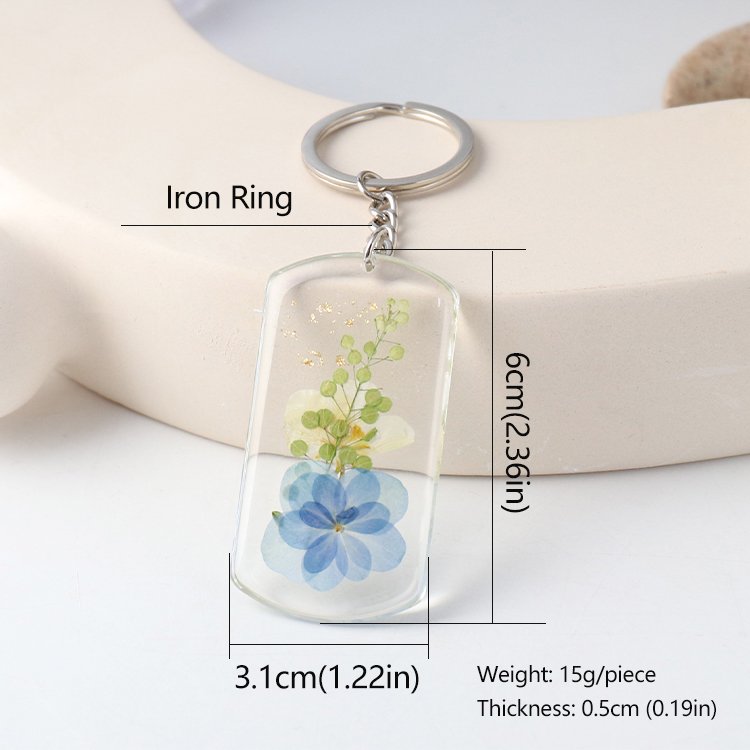 Dried Flower Keychain Cute Key Ring Purse Bag Backpack Car Key Charm Earbud Case Accessory Women Christmas Graduation Day Gift