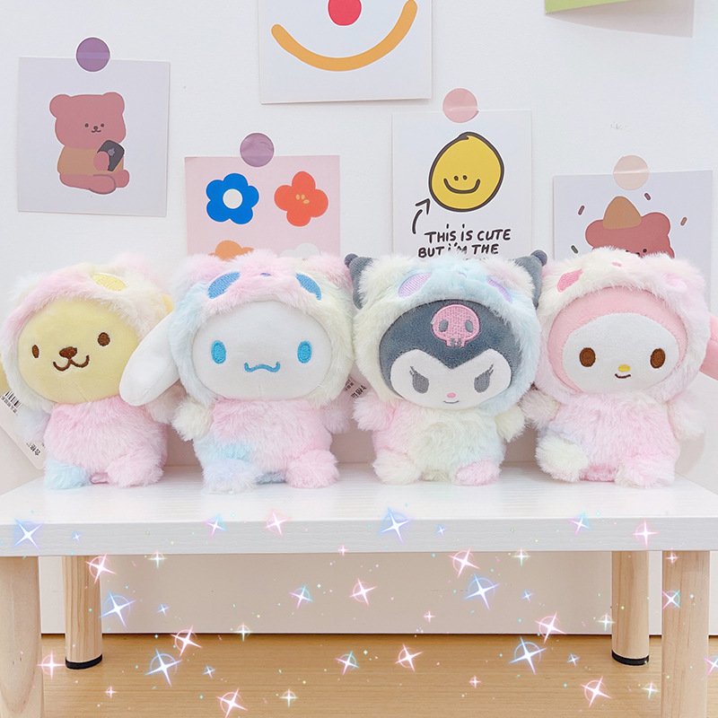 Hello Kitty My Melody Pom Pom Purin Keychain Car Light Key Charm Kids Key Ring Kawaii Cute Pendant Key Chains Gifts Accessories