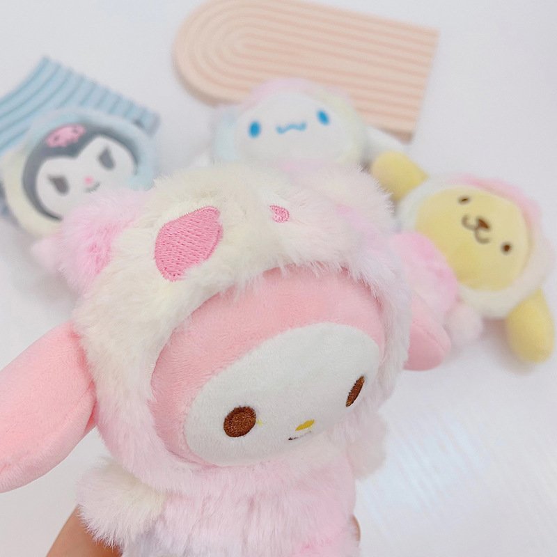 Hello Kitty My Melody Pom Pom Purin Keychain Car Light Key Charm Kids Key Ring Kawaii Cute Pendant Key Chains Gifts Accessories