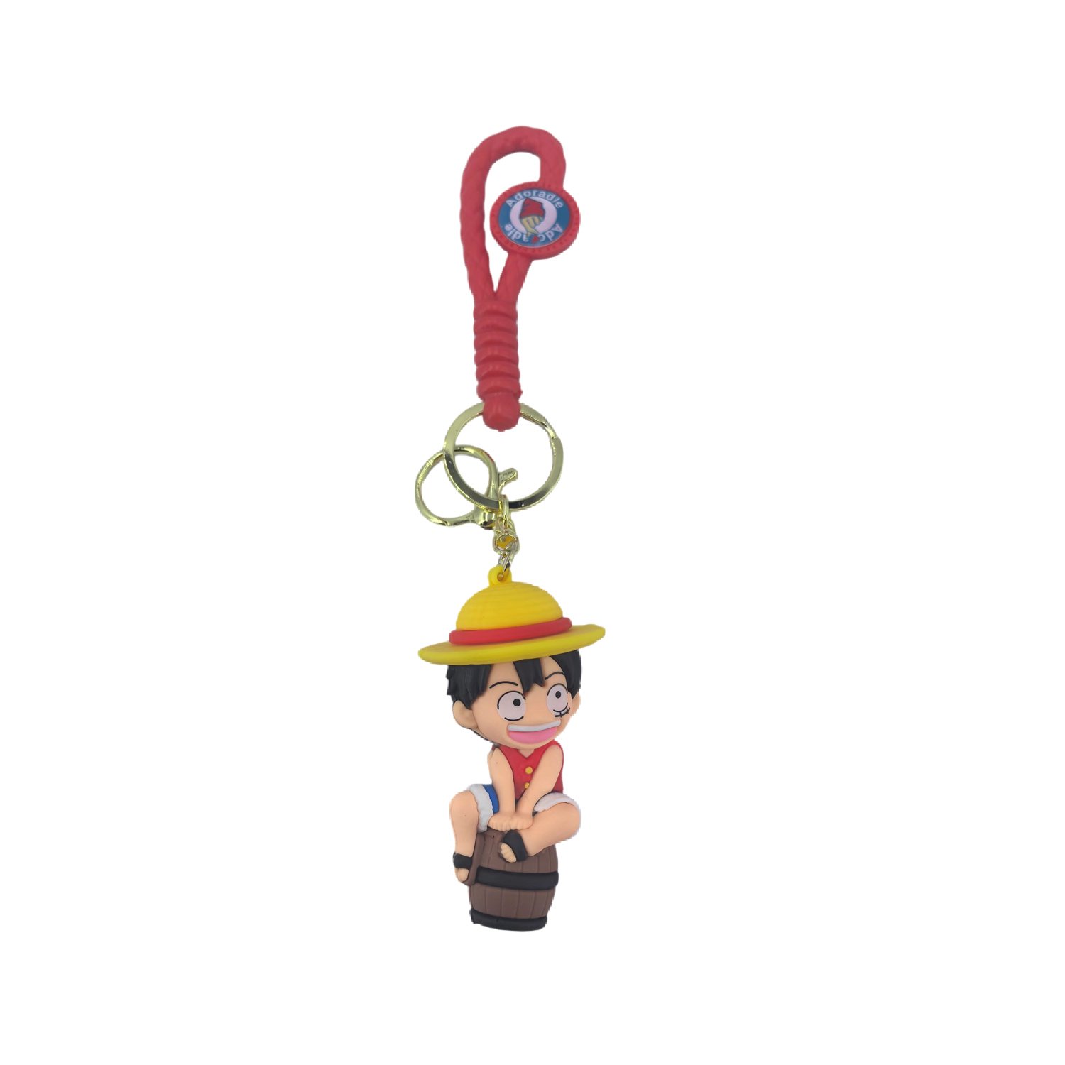 Wholesale Cartoon Keychain 3D pvc kids cute cartoon straw hat Luffy key chain ring gift Anime Keychain Accessories