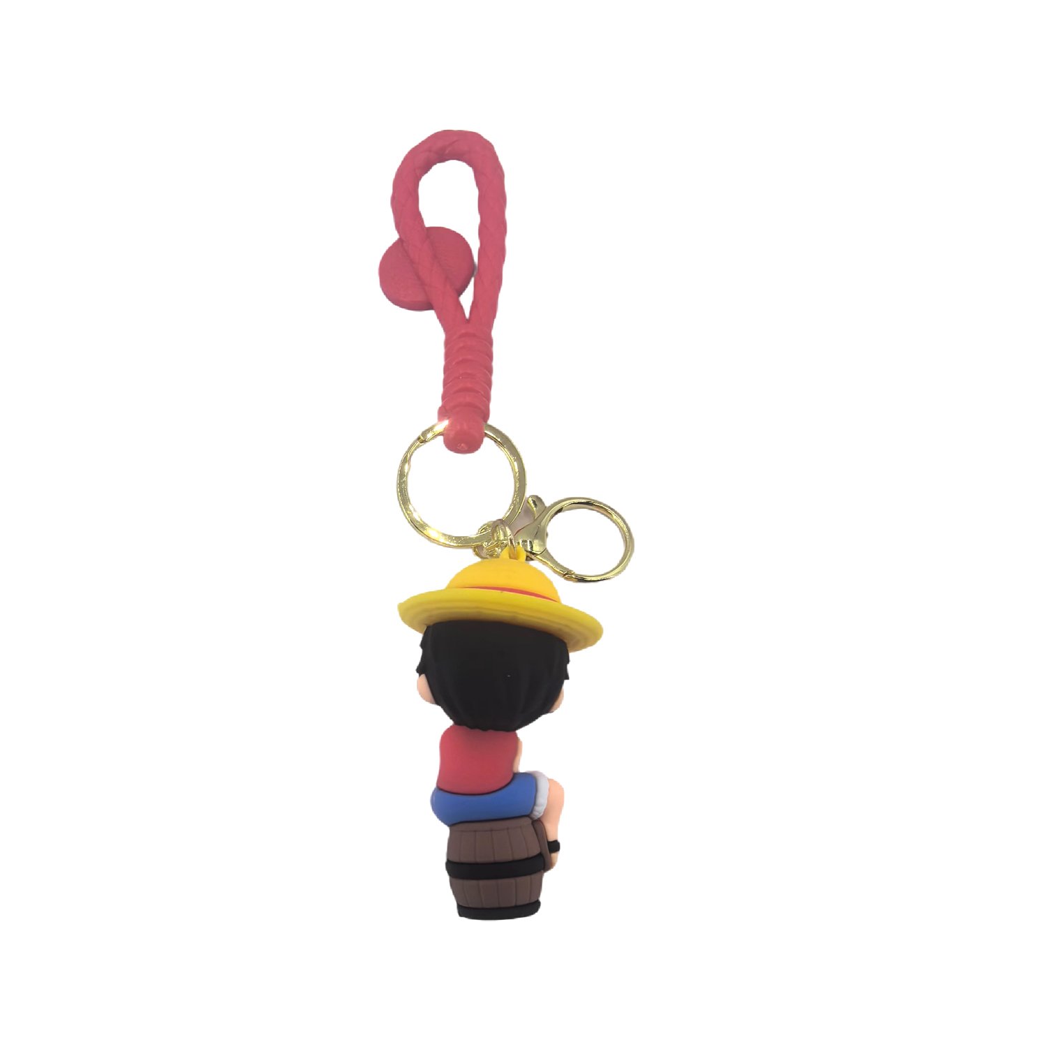 Wholesale Cartoon Keychain 3D pvc kids cute cartoon straw hat Luffy key chain ring gift Anime Keychain Accessories