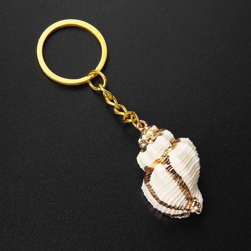 Bohemian Natural Shell Keychain Hanging Popular Golden Beach Conch Arts Crafts Car Key Ring Accessories