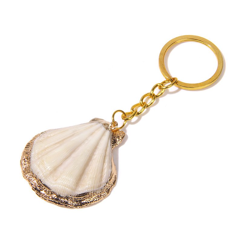 Bohemian Natural Shell Keychain Hanging Popular Golden Beach Conch Arts Crafts Car Key Ring Accessories