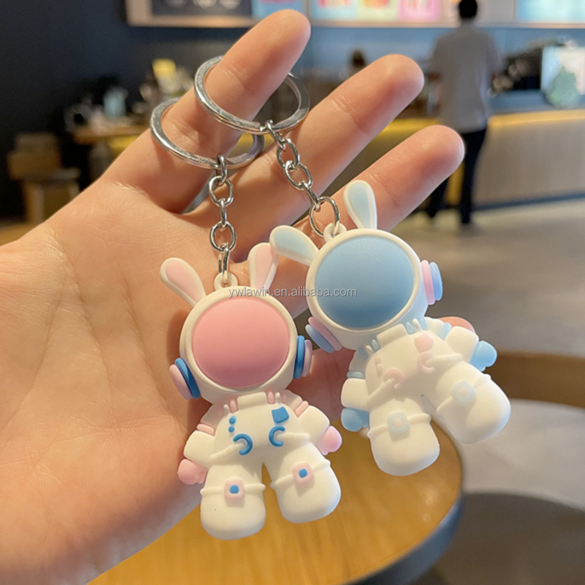 Cartoon astronaut keychain spaceman decorative key chain accessories cute bag charm 3D keychain