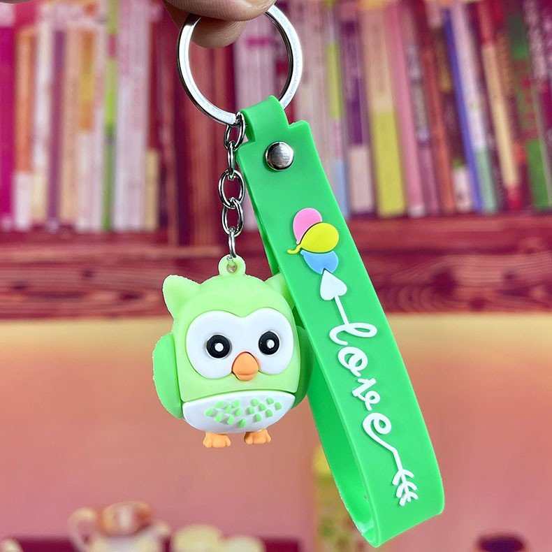 High Quality Cute Owl Car Keychain Accessories Cheap Cartoon AnimeLanyards Rubber Key Holder Tide Play Doll Accessories